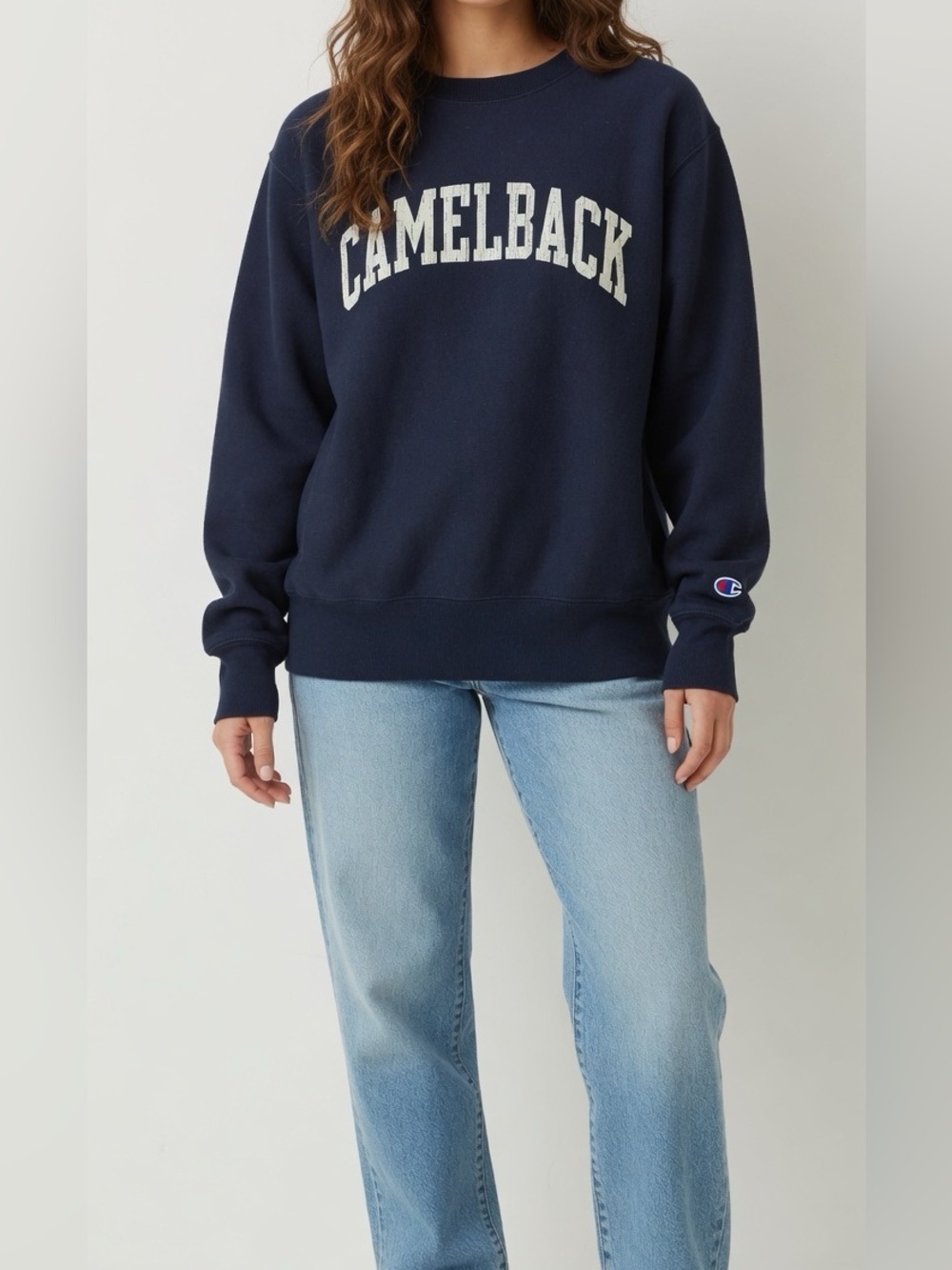 Champion Navy Crewneck Sweatshirt with Camelback Logo Size medium